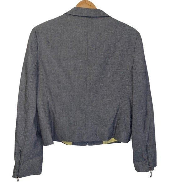 EUC Escada Gray Silk Wool Blend Zip Up Blazer Jacket Size 10 - Picture 8 of 10